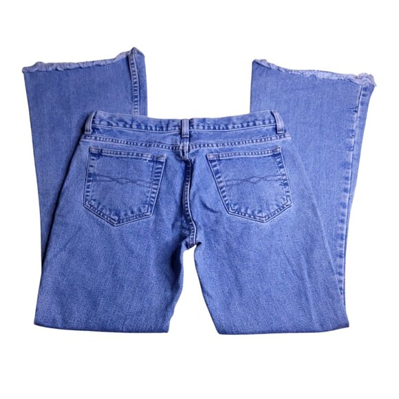 Vintage Curfew Womens Flare Jeans 11 Medium Wash Mid Rise Raw Hem Juniors - Picture 2 of 8